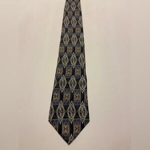 𝅺CONTE di Milano Men's Silk Tie 60" X 3.75" Multi-Color Geometric blue Gold